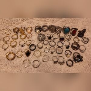 Elegant Silver and Gold Ring Set